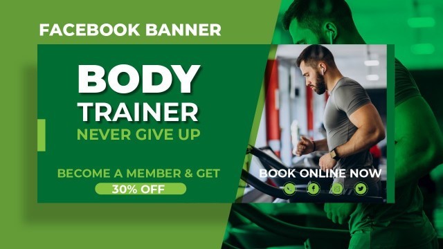 'BODY TRAINER HEALTH FITNESS | FACEBOOK BANNER DESIGN | ADOBE ILLLUATRATOR CC 2021 | BANNER DESIGN'